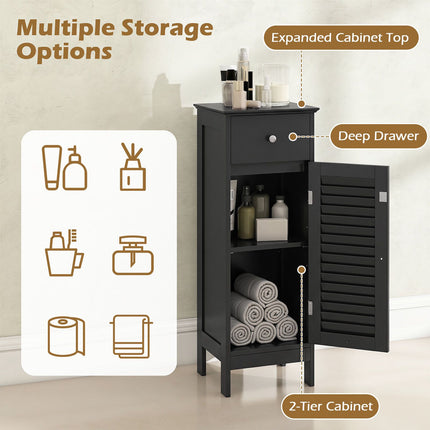 Armoire de rangement étroite pour salle de bain avec étagère réglable, noire