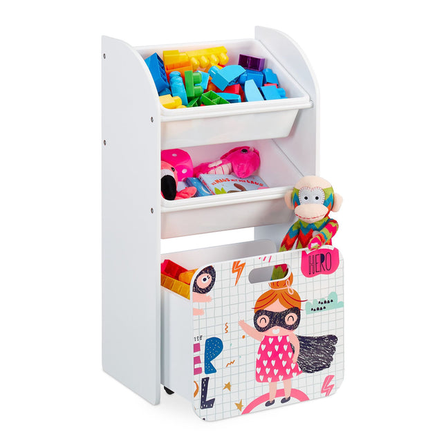 Étagère étroite pour enfants avec motif héros