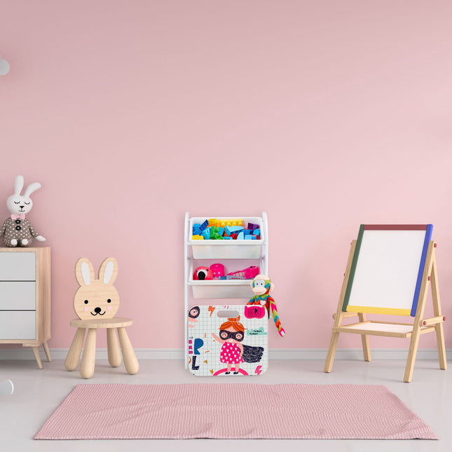 Étagère étroite pour enfants avec motif héros