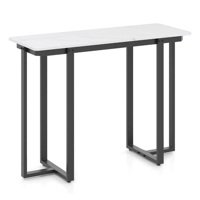 Schmaler Konsolentisch, Kunstmarmorplatte, 107x40x79,5 cm, Schwarz