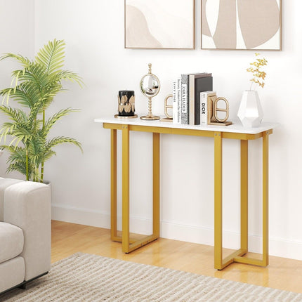 Console étroite avec plateau en faux marbre, 107 x 40 cm