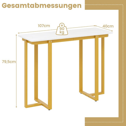 Console étroite avec plateau en faux marbre, 107 x 40 cm