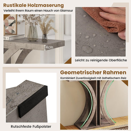 Schmale Konsole mit geometrischem Metallrahmen, Grau