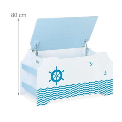Nautical Toy Chest with Book Shelves