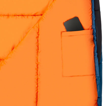 Sac de couchage bleu marine-orange, léger et compact