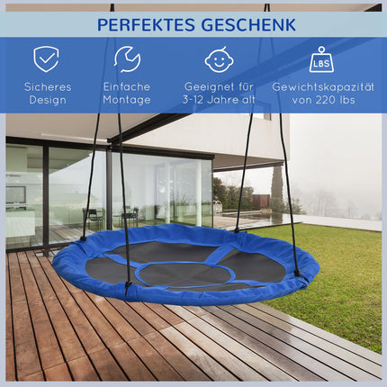 Verstellbare Blaue Nestschaukel, Ø110 cm, 150 kg, 3-12 Jahre