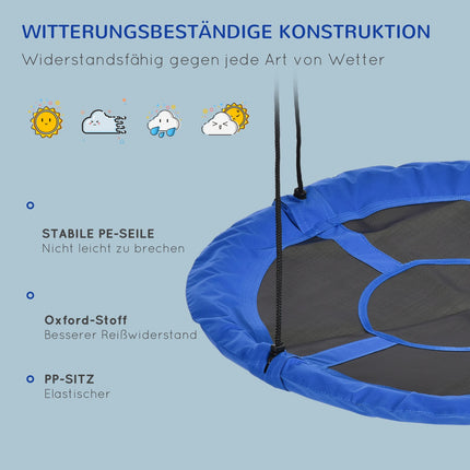Verstellbare Blaue Nestschaukel, Ø110 cm, 150 kg, 3-12 Jahre