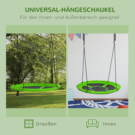 Grüne Nestschaukel, Ø110 cm, verstellbar für 3-12 Jahre, 150 kg Tragkraft