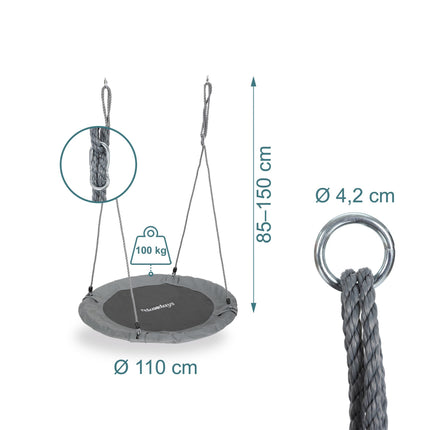 Balançoire Nest 110 cm - Balançoire ronde de jardin pour la détente