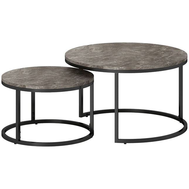 Verschachtelbarer Couchtisch, Marmoroptik, Metallgestell