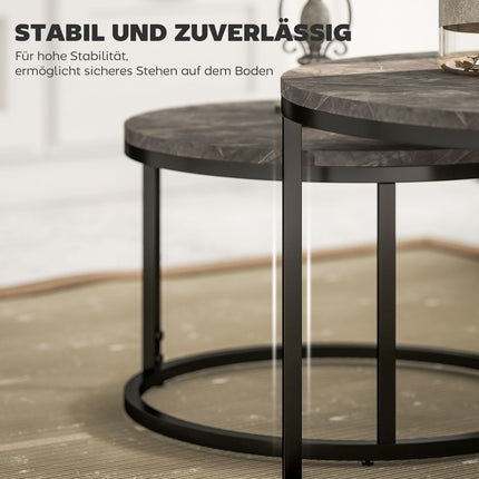 Ensemble de tables basses gigognes, aspect marbre, structure en métal