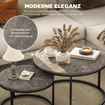 Ensemble de tables basses gigognes, aspect marbre, structure en métal