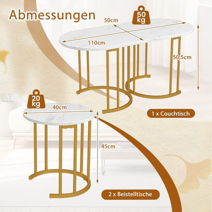 Ensemble de tables basses gigognes - Tables ovales et rondes en faux marbre