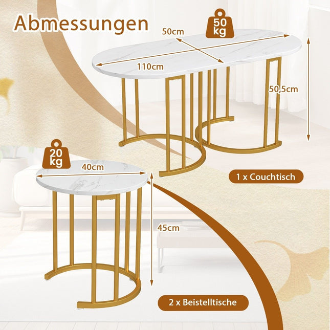 Ensemble de tables basses gigognes - Tables ovales et rondes en faux marbre
