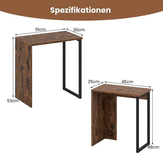 Ensemble de tables basses gigognes, marron rustique, structure en métal