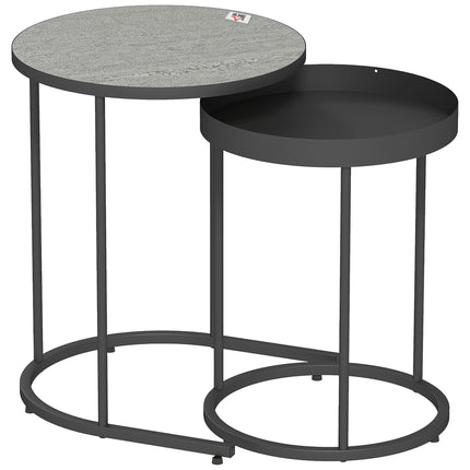 Couchtisch-Set, verschachtelbar, Metalltablett-Design, Grau