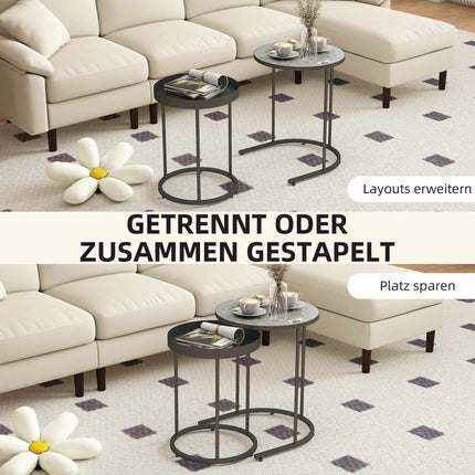Couchtisch-Set, verschachtelbar, Metalltablett-Design, Grau