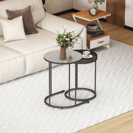 Couchtisch-Set, verschachtelbar, Metalltablett-Design, Grau