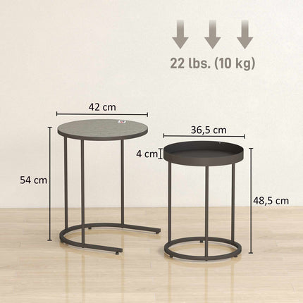 Couchtisch-Set, verschachtelbar, Metalltablett-Design, Grau