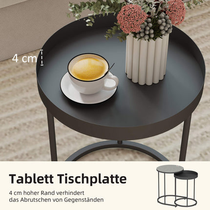 Couchtisch-Set, verschachtelbar, Metalltablett-Design, Grau