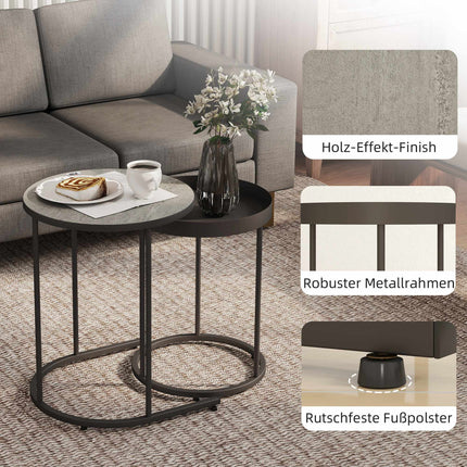 Couchtisch-Set, verschachtelbar, Metalltablett-Design, Grau