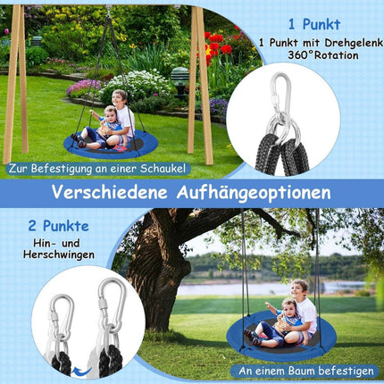 Balançoire nid balançoire pour enfants balançoire dans les arbres balançoire suspendue Ø 100 cm fusée bleue