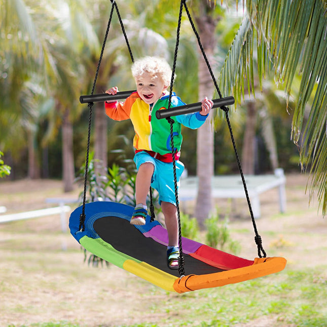 Nestschaukel Kinder Baumschaukel mit 100-160cm verstellbarem Seil Hängeschaukel Bunt 123 x 45cm