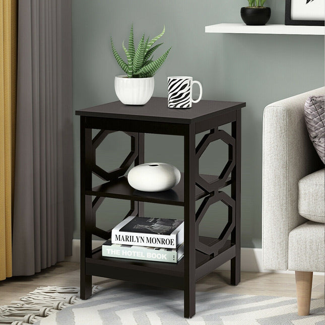 Ensemble de 2 tables de chevet à 3 niveaux, noires