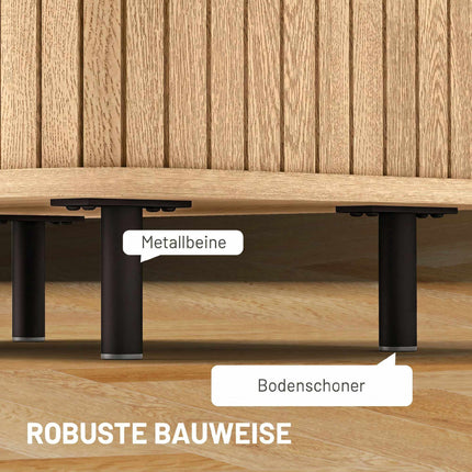Nachttisch mit geschlossenen Lamellentüren, Stahlbeinen, Eiche