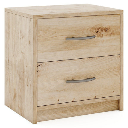 Table de chevet à 2 tiroirs - Finition chêne, rangement compact
