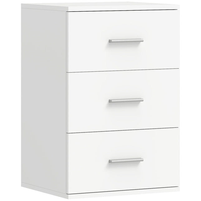 Table de chevet à 3 tiroirs, MDF, blanc, 40 x 35 x 60 cm