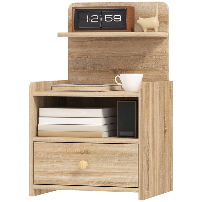 Table de chevet avec rangement, panneaux de particules, stable, bois naturel