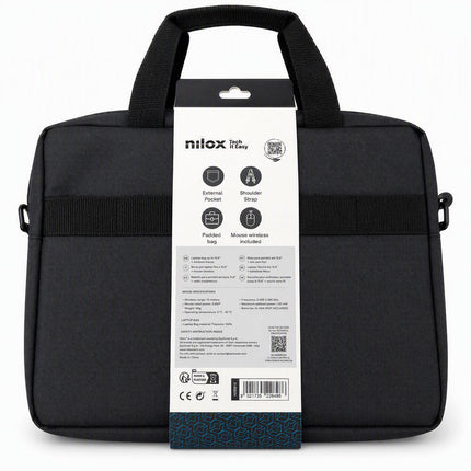 Sacoche pour ordinateur portable Nilox 15,6 pouces avec souris Bluetooth sans fil