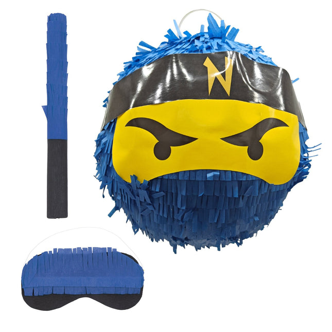 Ninja-Piñata-Set mit Schläger und Maske für Kinderpartys