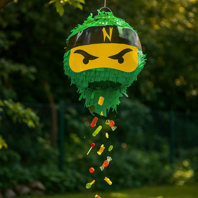Ninja-Piñata-Set mit Schläger und Maske für Kinderpartys