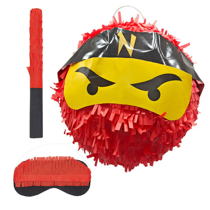 Ninja Piñata-Set mit Schläger und Maske für Kinderpartys
