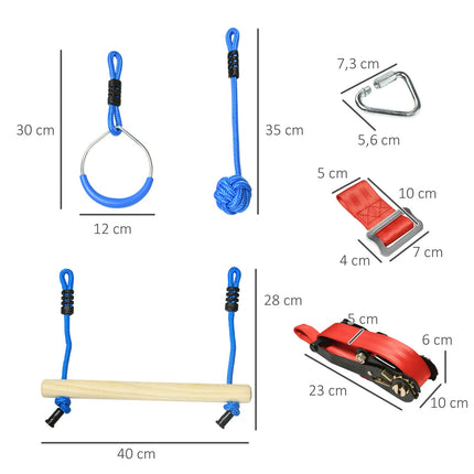 Ninja Slackline Set, 10M rope with obstacles for children