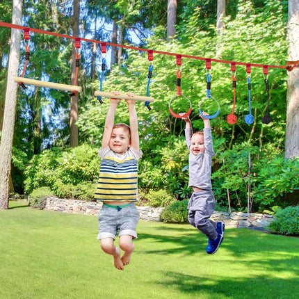 Ninja Slackline Set, 10M rope with obstacles for children