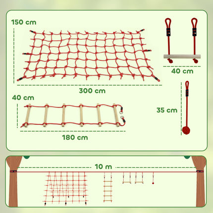 Ninja Slackline-Set für Kinder, 150x300 cm Kletternetz