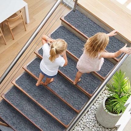 Marches d'escalier antidérapantes gris clair, lot de 15, 76 x 20 cm