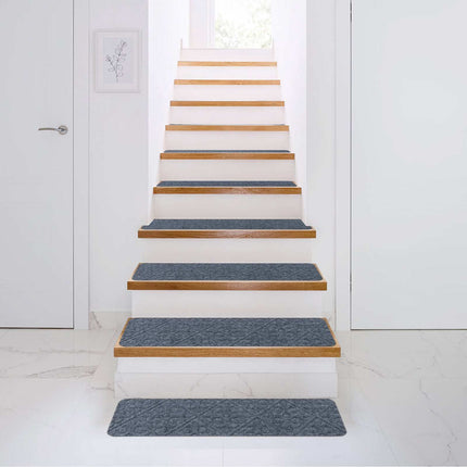 Marches d'escalier antidérapantes gris clair, lot de 15, 76 x 20 cm