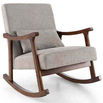 Fauteuil à bascule pour chambre d'enfant avec accoudoirs en bois d'hévéa, marron