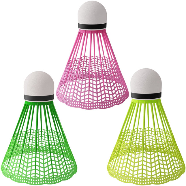 Nylon-Federbälle, Mehrfarbig, 3er-Pack