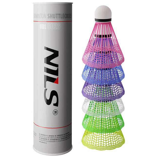 Nylon-Federbälle, mehrfarbig, 6er-Pack