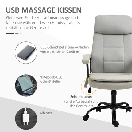 Gaming-Bürostuhl, Lordosenmassage, verstellbar, Leinen beige