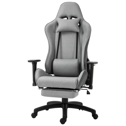 Ergonomischer grauer Bürostuhl mit Kopf- und Lordosenstütze