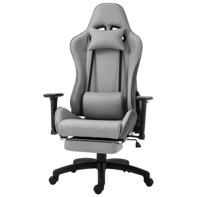 Chaise De Bureau Chaise D'Ordinateur Chaise Pivotante Ergonomique Avec Tête Amovible Et Coussin Lombaire Fonction Bascule Gris 73X57X127-135 Cm