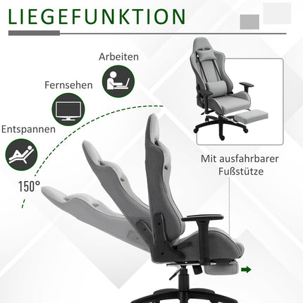 Ergonomischer grauer Bürostuhl mit Kopf- und Lordosenstütze