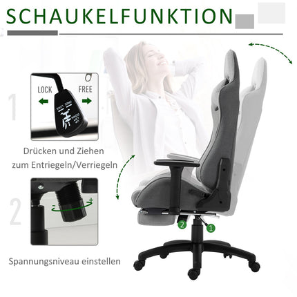 Ergonomischer grauer Bürostuhl mit Kopf- und Lordosenstütze