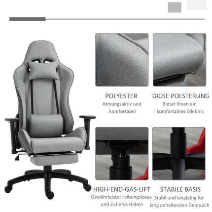 Ergonomischer grauer Bürostuhl mit Kopf- und Lordosenstütze